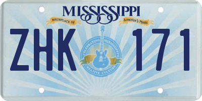 MS license plate ZHK171