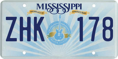 MS license plate ZHK178