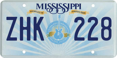 MS license plate ZHK228