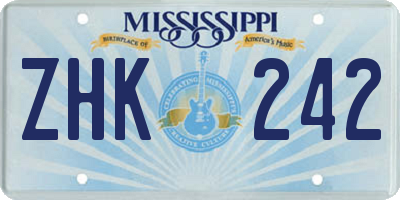 MS license plate ZHK242