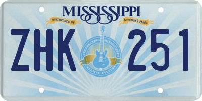 MS license plate ZHK251