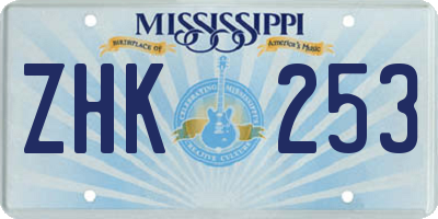 MS license plate ZHK253