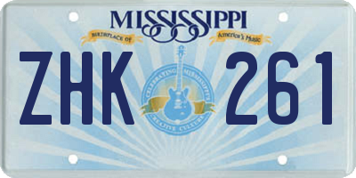 MS license plate ZHK261