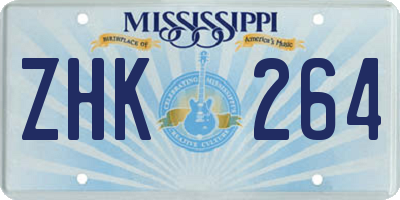 MS license plate ZHK264