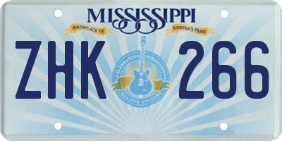 MS license plate ZHK266