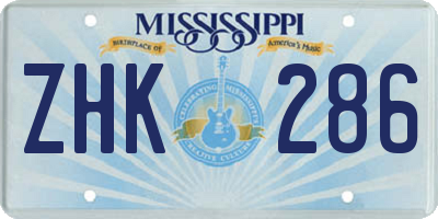 MS license plate ZHK286