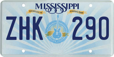 MS license plate ZHK290
