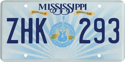 MS license plate ZHK293