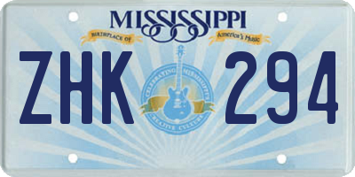MS license plate ZHK294