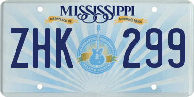 MS license plate ZHK299