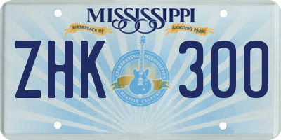 MS license plate ZHK300