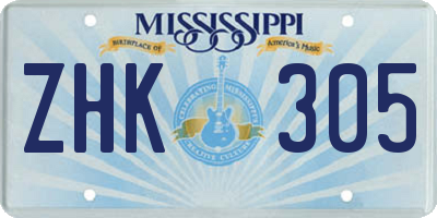 MS license plate ZHK305