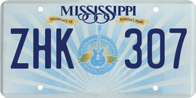 MS license plate ZHK307