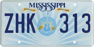 MS license plate ZHK313
