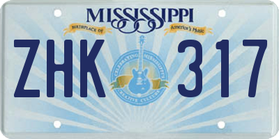 MS license plate ZHK317
