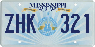 MS license plate ZHK321