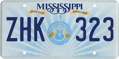 MS license plate ZHK323