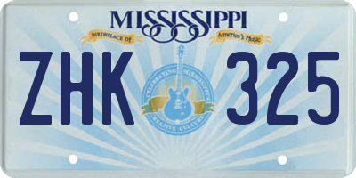 MS license plate ZHK325