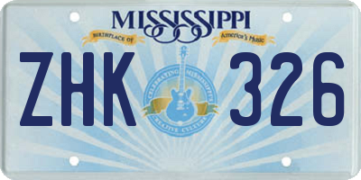 MS license plate ZHK326