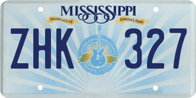 MS license plate ZHK327