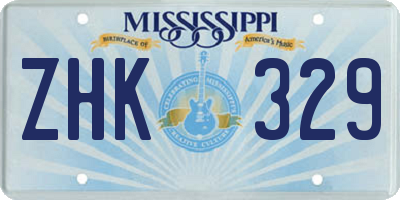 MS license plate ZHK329