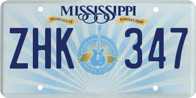 MS license plate ZHK347