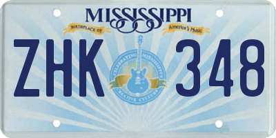 MS license plate ZHK348