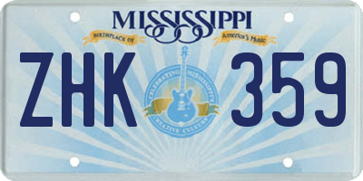 MS license plate ZHK359