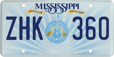 MS license plate ZHK360