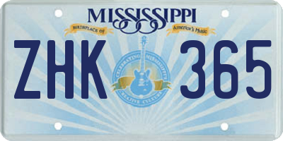 MS license plate ZHK365