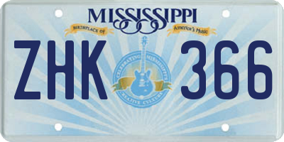 MS license plate ZHK366