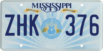 MS license plate ZHK376