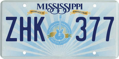MS license plate ZHK377