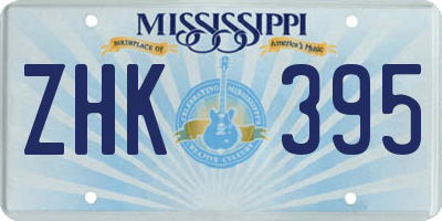 MS license plate ZHK395