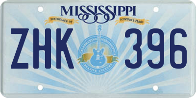 MS license plate ZHK396