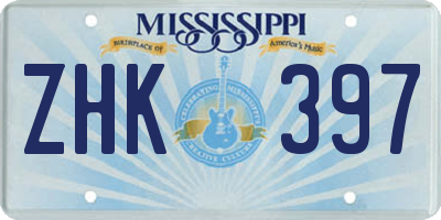 MS license plate ZHK397