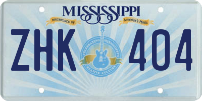 MS license plate ZHK404