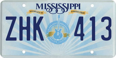 MS license plate ZHK413
