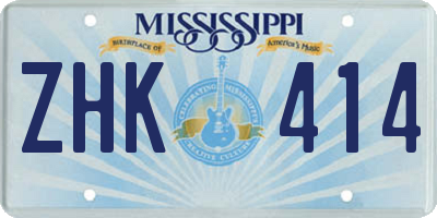 MS license plate ZHK414