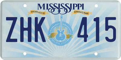 MS license plate ZHK415