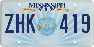 MS license plate ZHK419