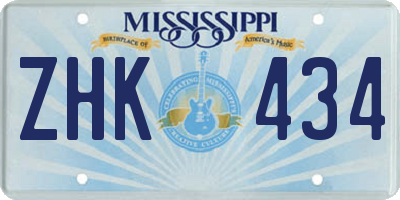 MS license plate ZHK434