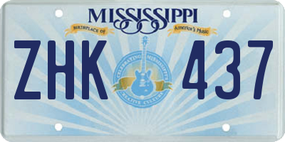 MS license plate ZHK437