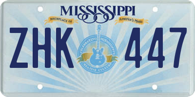 MS license plate ZHK447