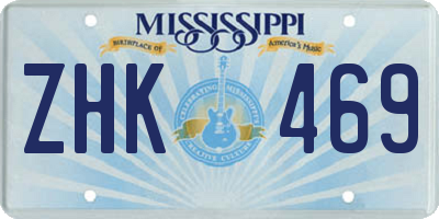 MS license plate ZHK469