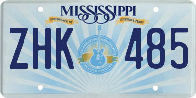 MS license plate ZHK485