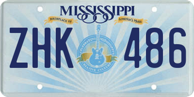 MS license plate ZHK486