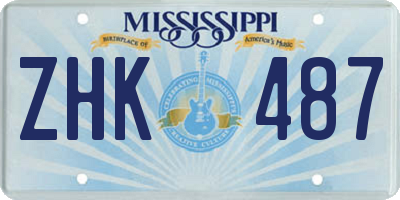 MS license plate ZHK487