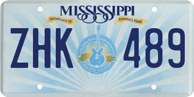 MS license plate ZHK489
