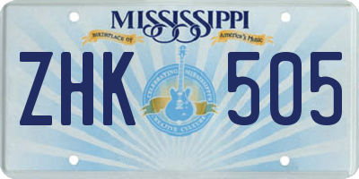 MS license plate ZHK505